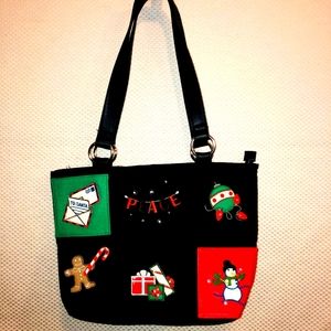 Like New Christmas Purse w/leather desin accents